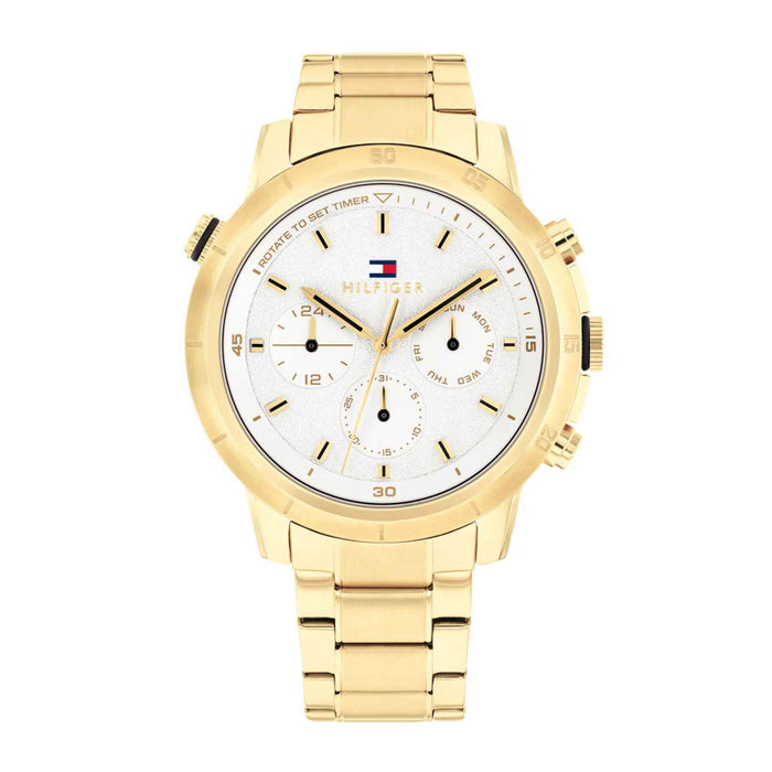 Tommy Hilfiger ur i guldtonet stål med hvid skive