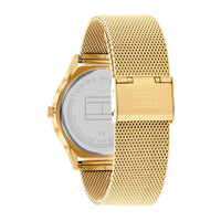 Guldtonet ur fra Tommy Hilfiger med sort skive, set bagfra