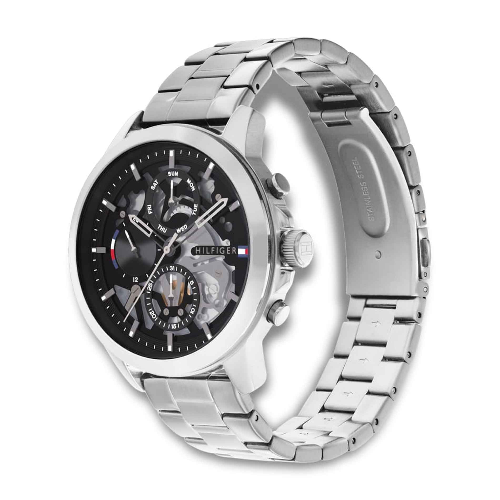 Tommy Hilfiger ur i stål med sort skive
