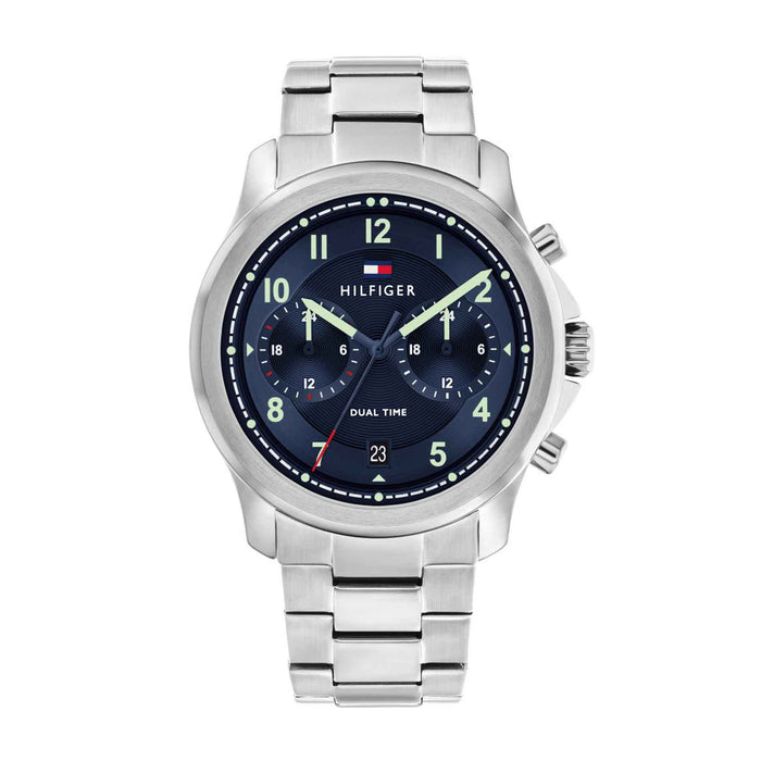 Tommy Hilfiger ur i stål med blå skive