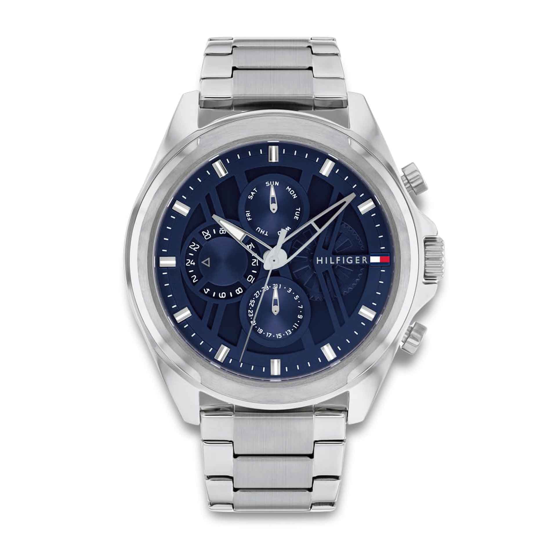 Tommy Hilfiger ur i stål med blå skive