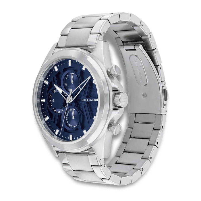 Tommy Hilfiger ur i stål med blå skive