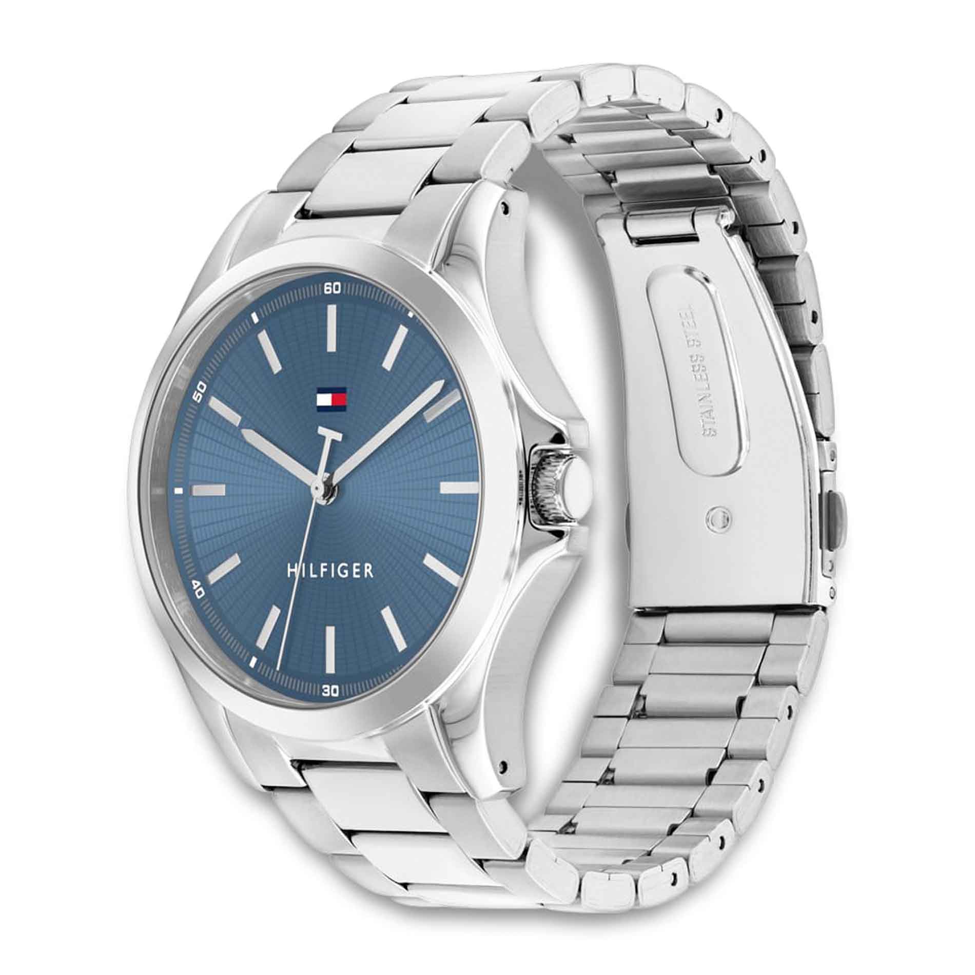 Tommy Hilfiger ur i stål med blå skive