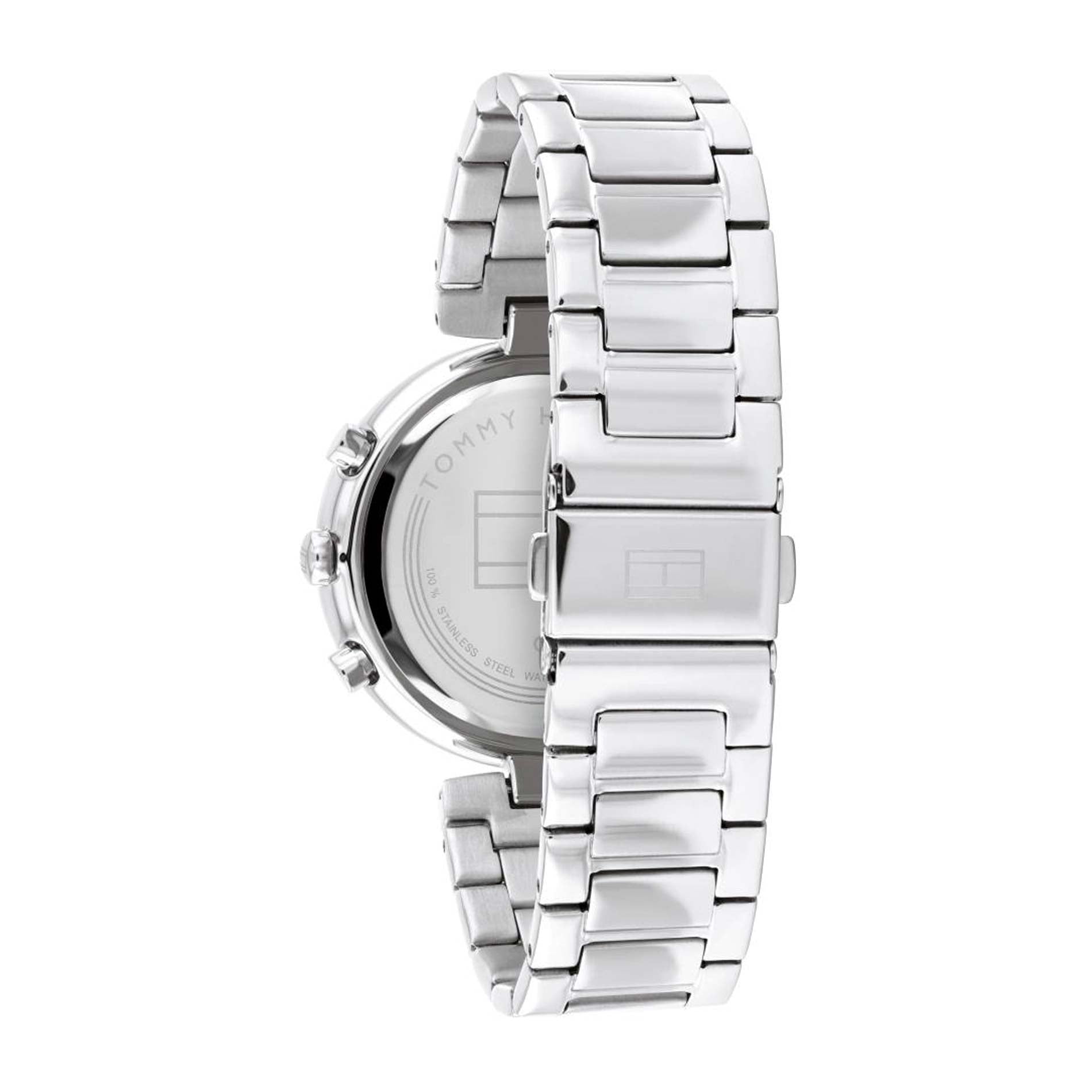 Tommy Hilfiger ur i stål med sølv skive og sten på kransen