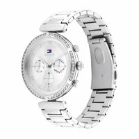 Tommy Hilfiger ur i stål med sølv skive og sten på kransen