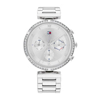 Tommy Hilfiger ur i stål med sølv skive og sten på kransen