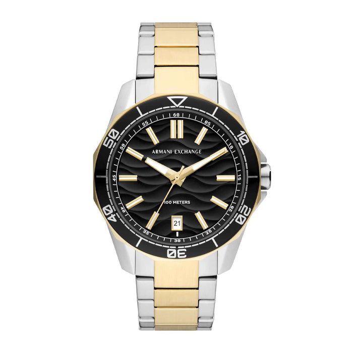 Two-Tone ur med sort skive fra Armani Exchange
