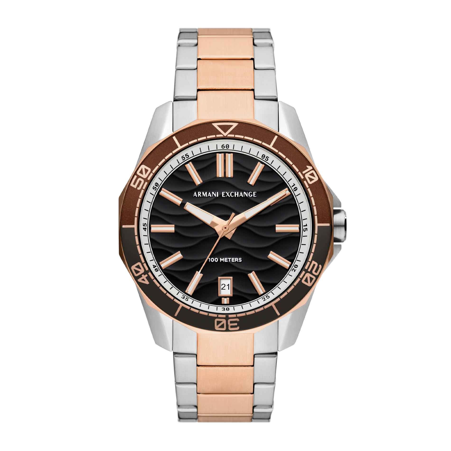 Two-Tone ur i rosaguld design med sort skive fra Armani Exchange