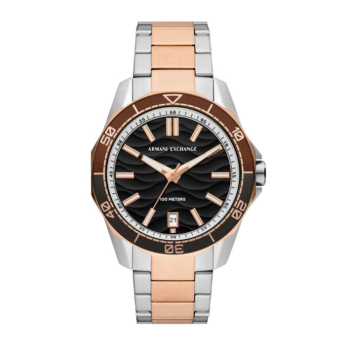 Two-Tone ur i rosaguld design med sort skive fra Armani Exchange