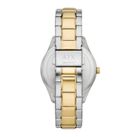 Armani Exchange Dante AX1865 herreur i stål / guldfarve med sort skive. Uret er set bagfra.