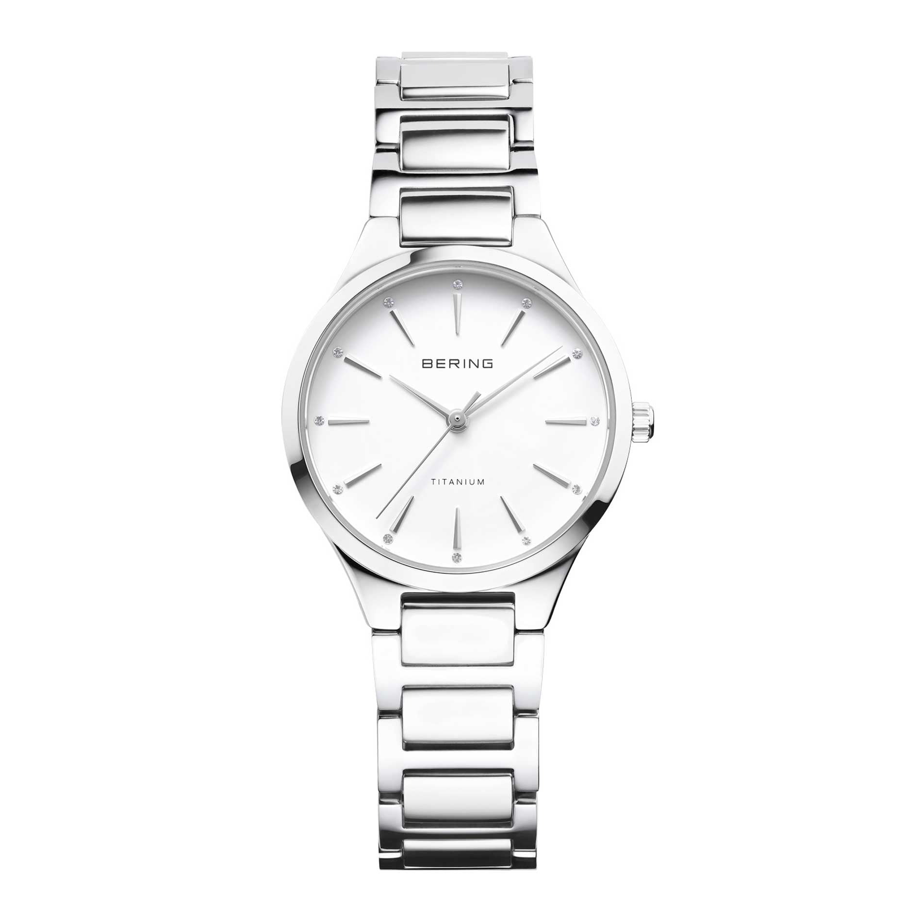 Bering ur i titanium med hvid skive