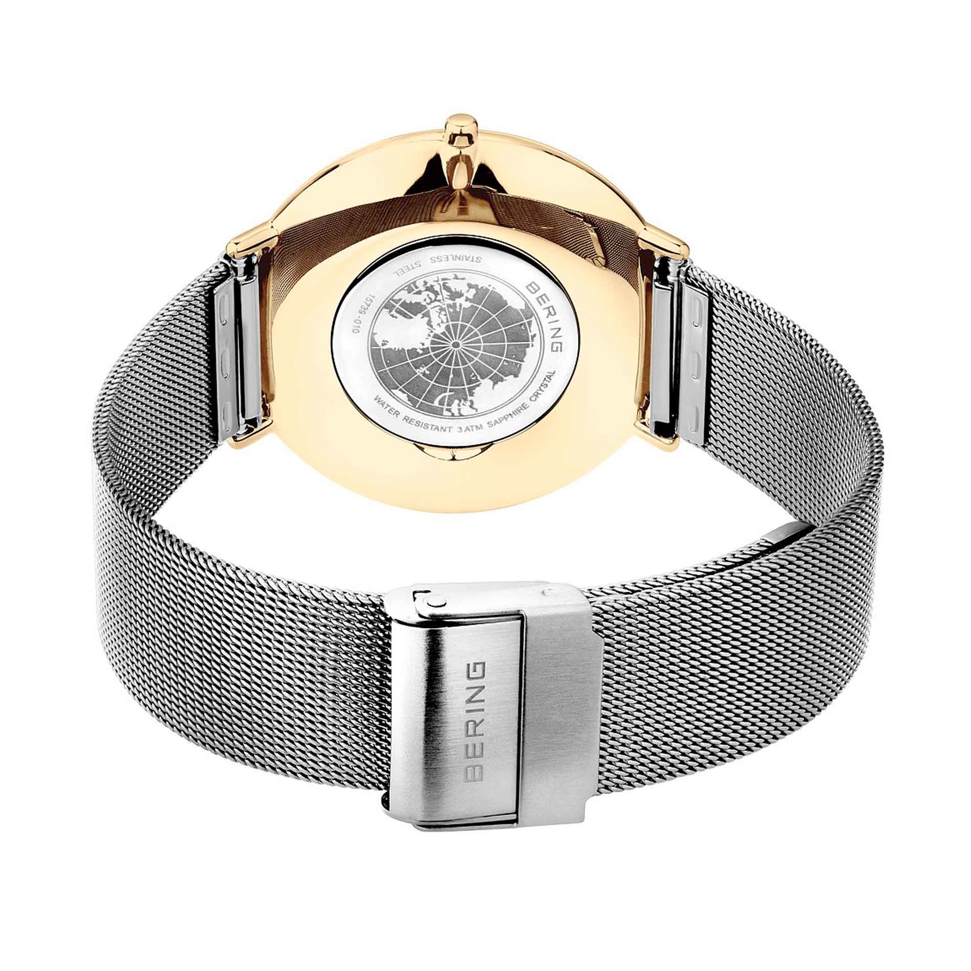 Sølv ur med gyldne detaljer fra Bering