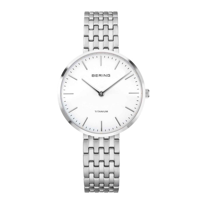 Bering ur i titanium med hvid skive