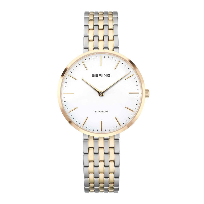 Two-Tone titanium ur med hvid skive fra Bering