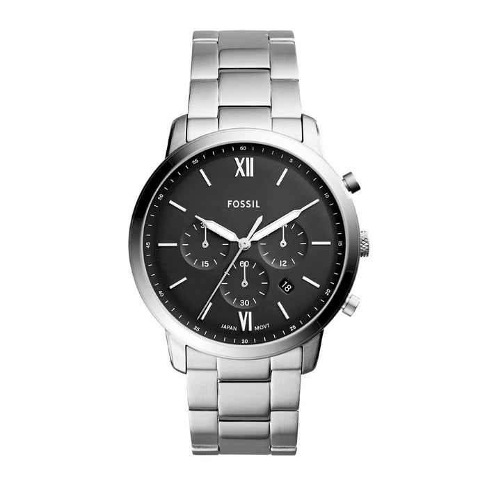 Stål ur med sort skive fra Fossil