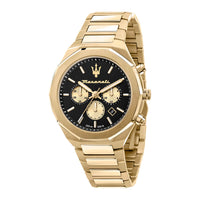 Maserati ur i guldtonet stål med sort skive