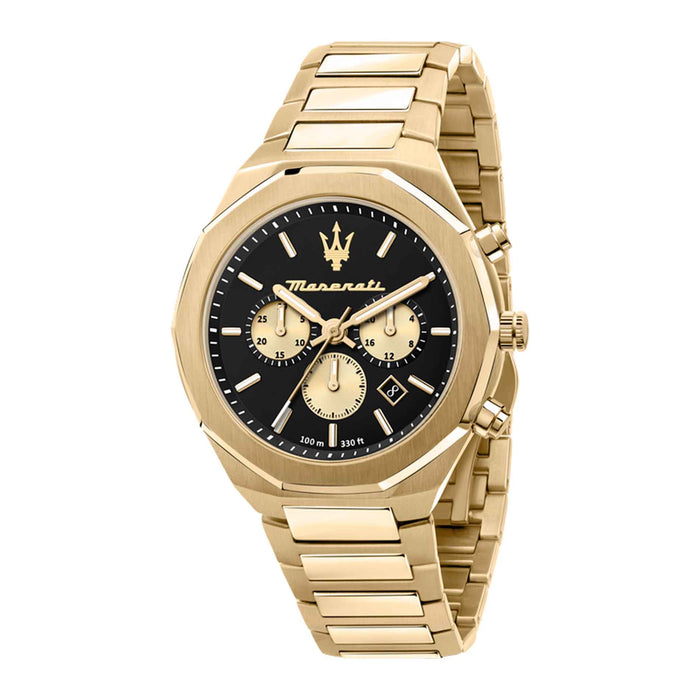 Maserati ur i guldtonet stål med sort skive