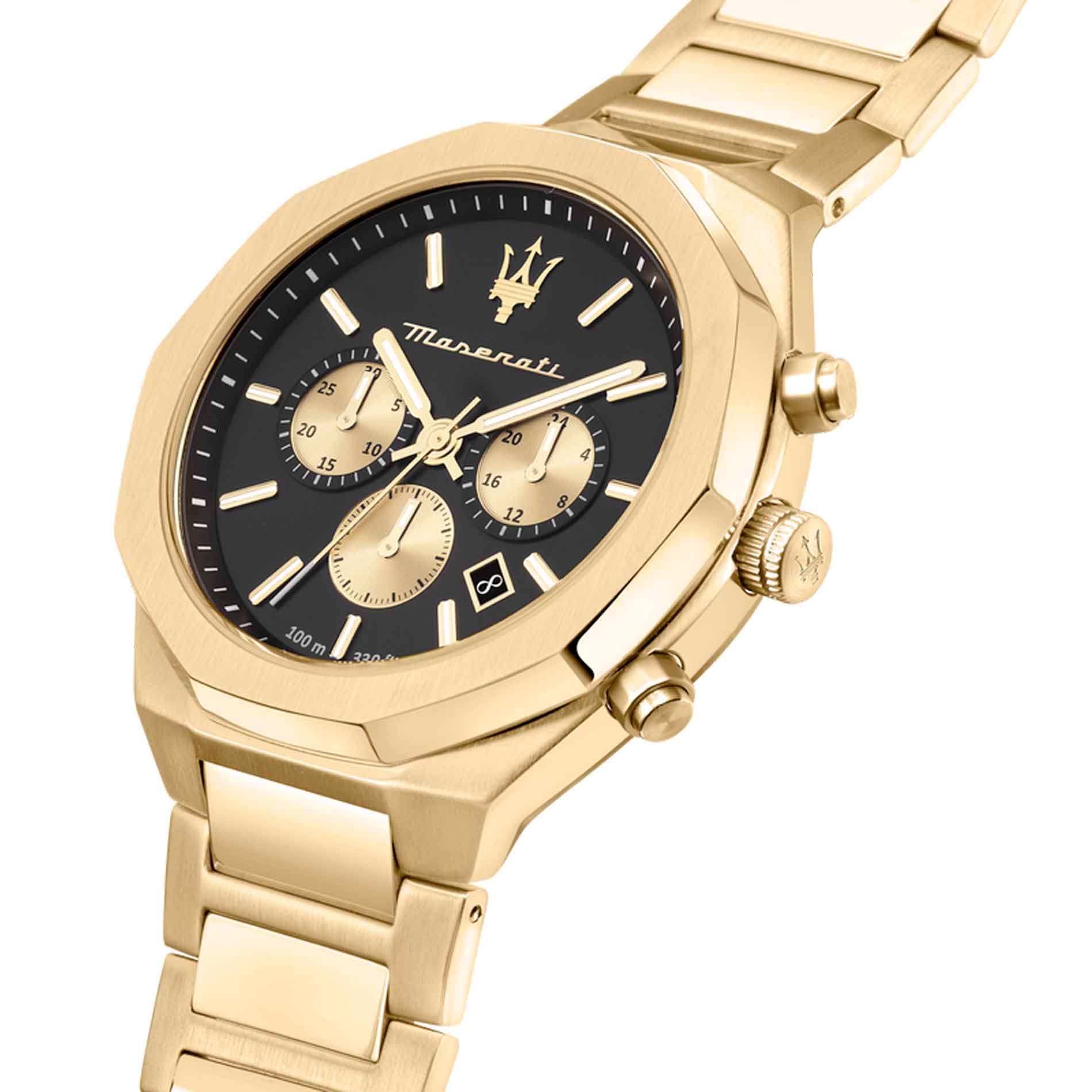 Maserati ur i guldtonet stål med sort skive