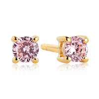 Forgyldte ørestikker med pink zirkonia sten