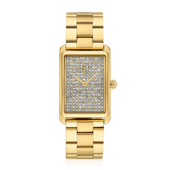 Guldtonet stål ur fra Sif Jakobs med zirkonia på skiven