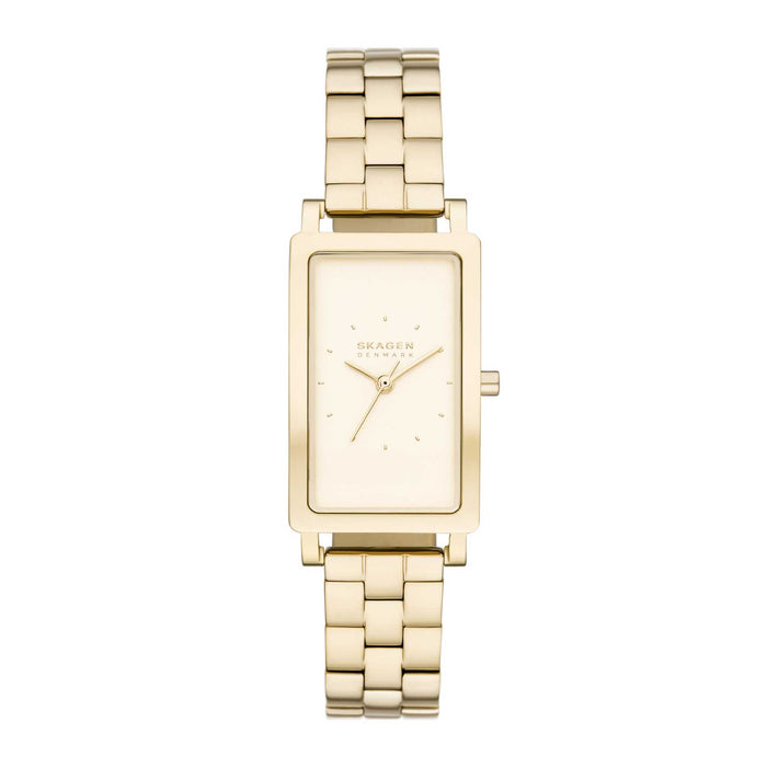 Gyldent firkantet ur i stål fra Skagen