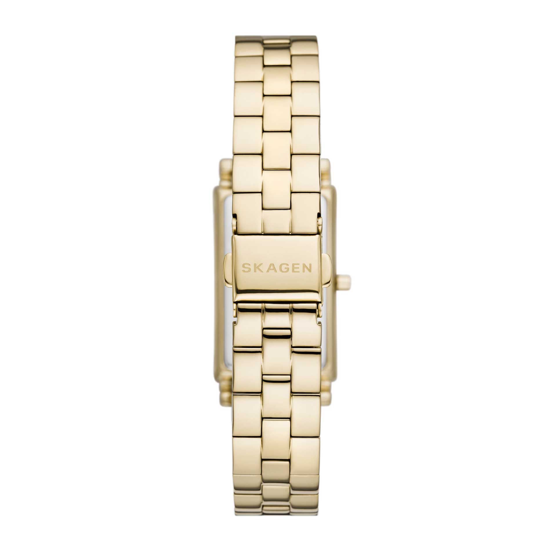 Gyldent firkantet ur i stål fra Skagen