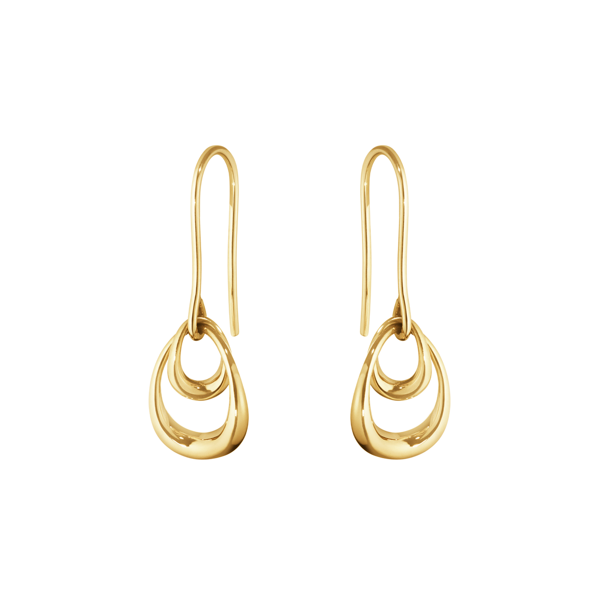 Georg Jensen Offspring ørebøjler i 18 karat guld med to ægformer