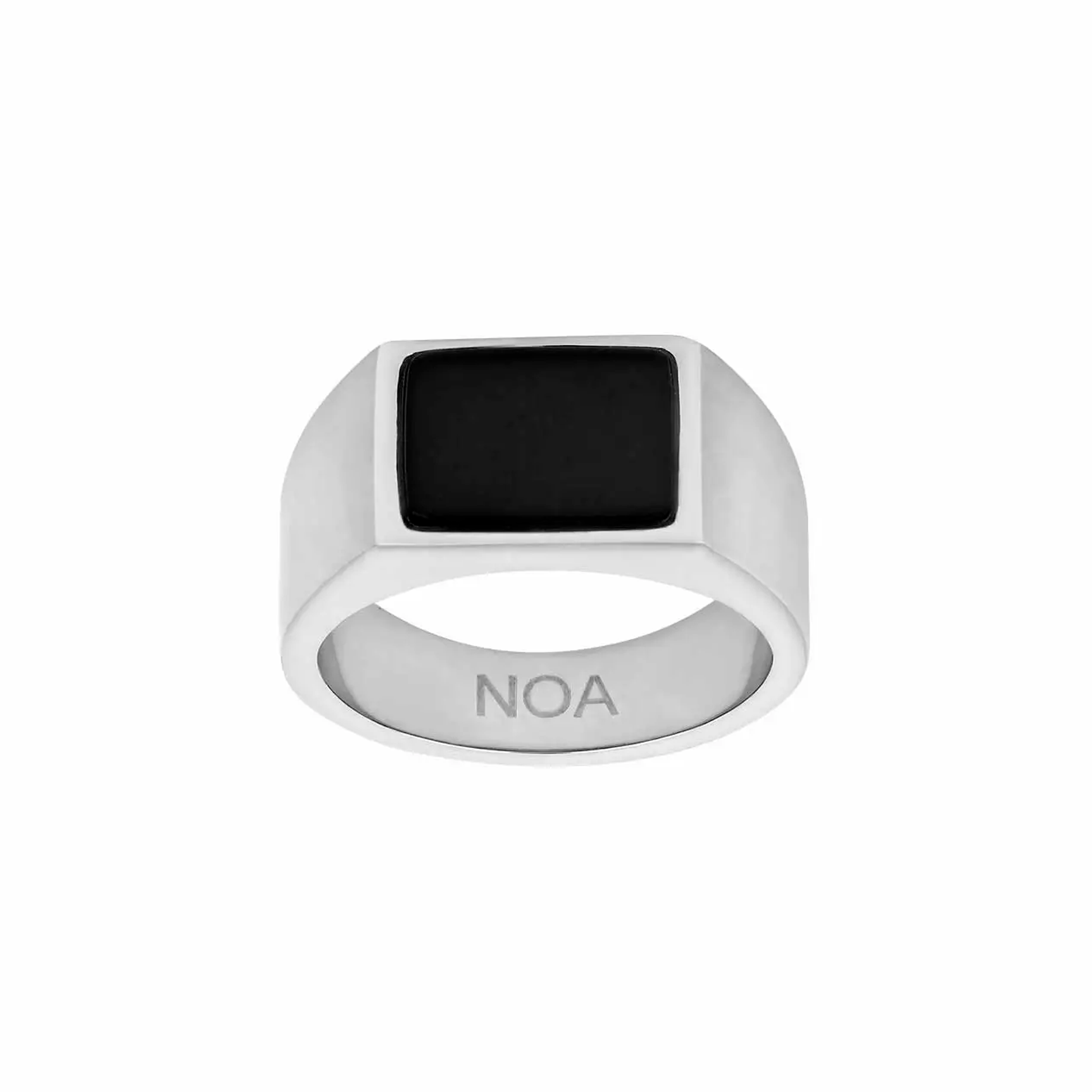 Son of Noa ring i stål med sort agate