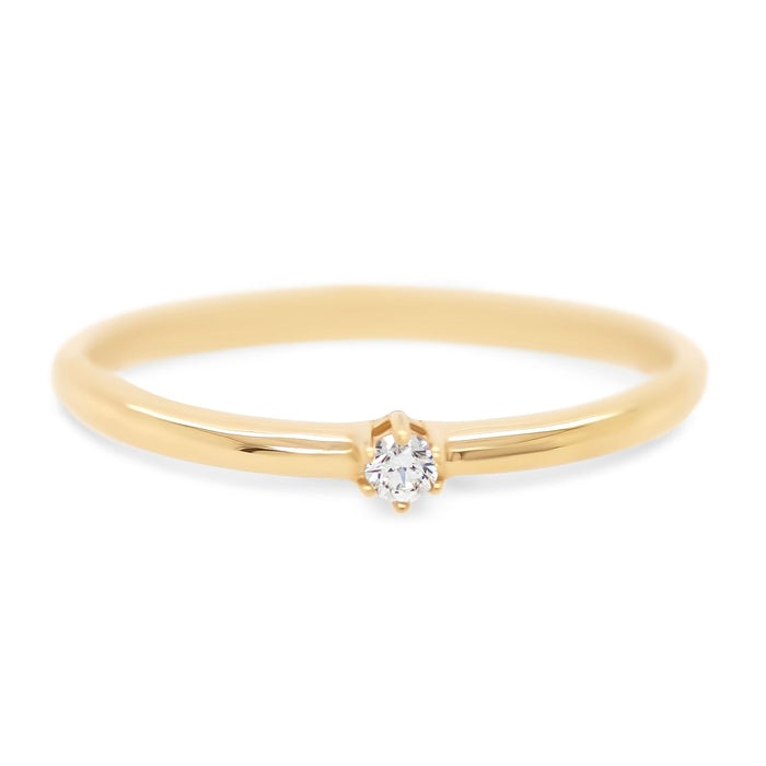 Solitaire ring med en diamant i 14 karat guld