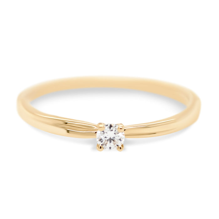 Solitaire ring i 14 karat guld med en diamant