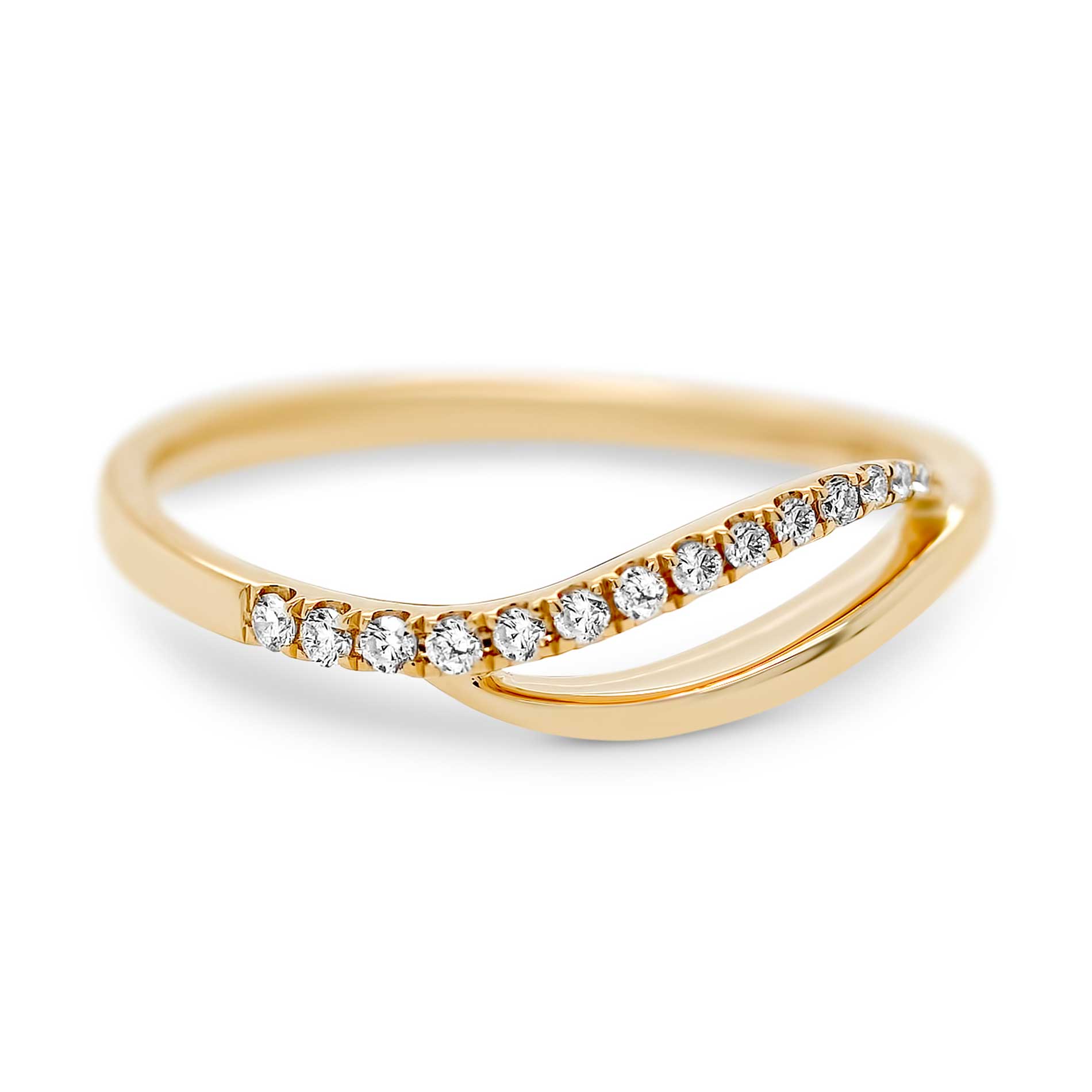 18kt guldring med diamanter set forfra