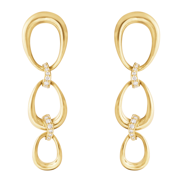Georg Jensen Offspring øreringe i 18 karat guld med tre løkker og diamanter