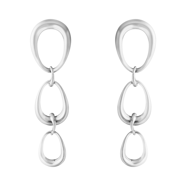 Georg Jensen Offspring øreringe i sterlingsølv med tre sammenkædede løkker