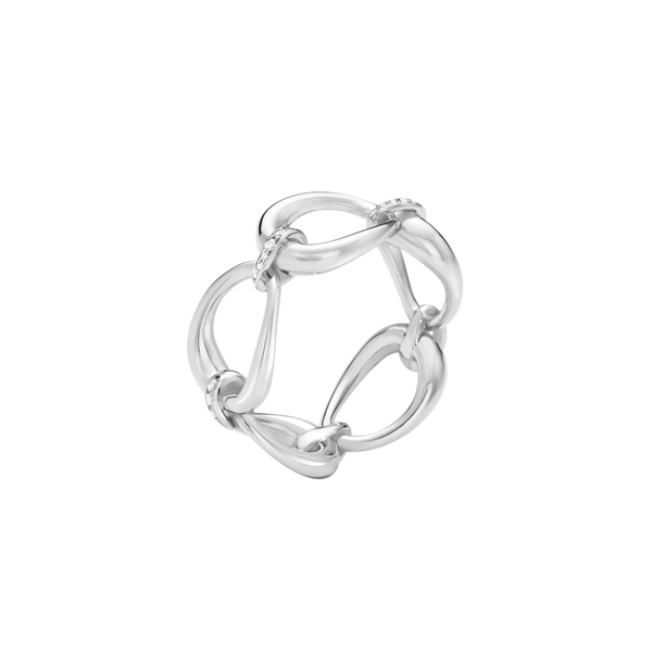 Georg Jensen Offspring ring i sterlingsølv med diamantbesatte led