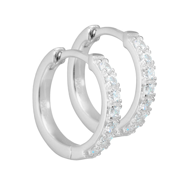 Aqua Dulce Darling creoler 15 mm i sølv med hvide zirkonia sten