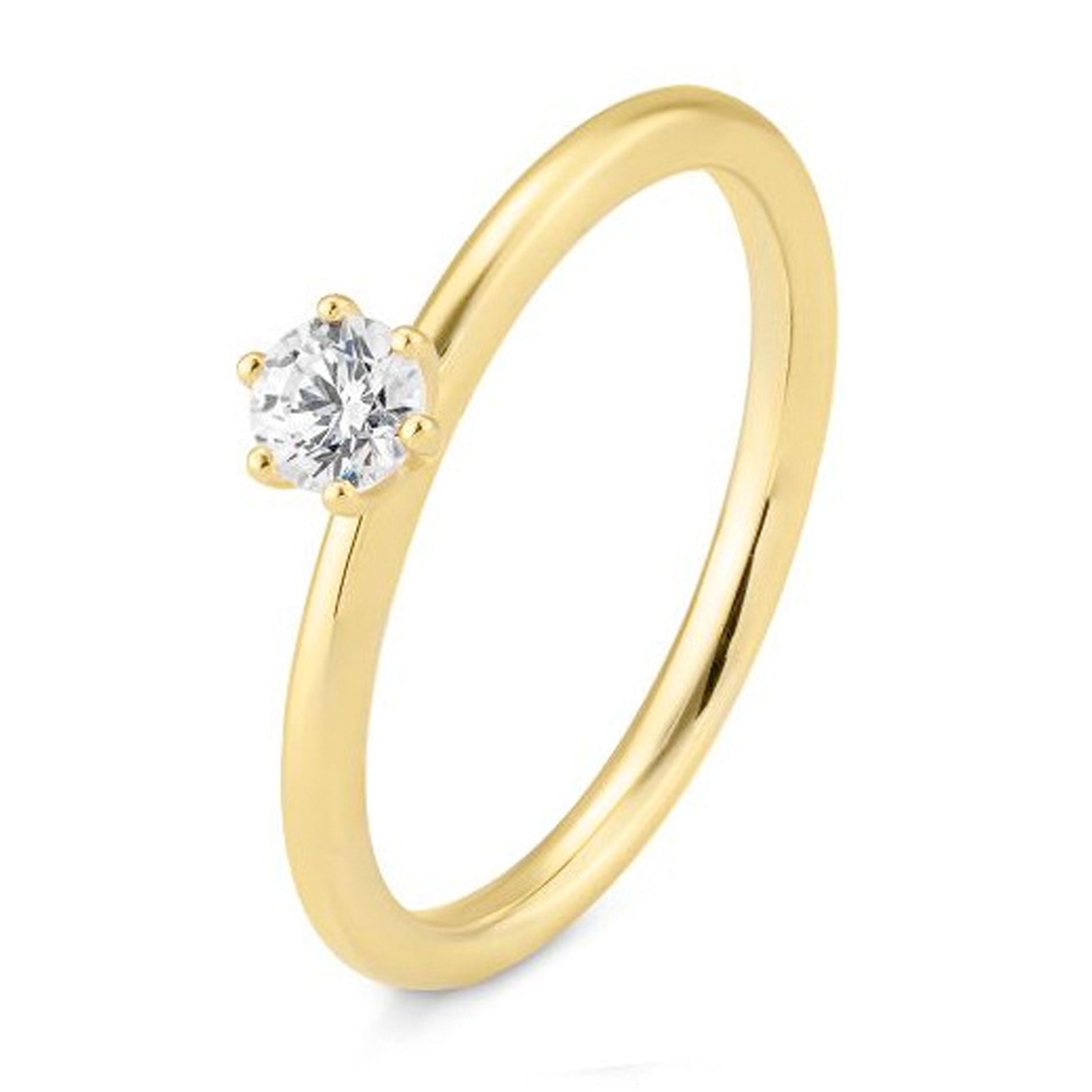 Solitaire ring i guld med en diamant