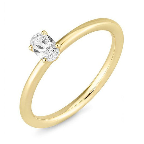Guldring med oval diamant