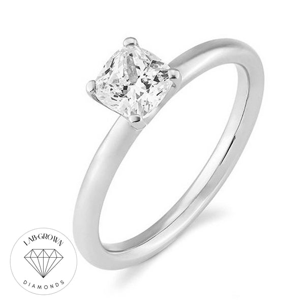 Cushion Cut Solitaire ring i hvidguld med lab-grown diamant