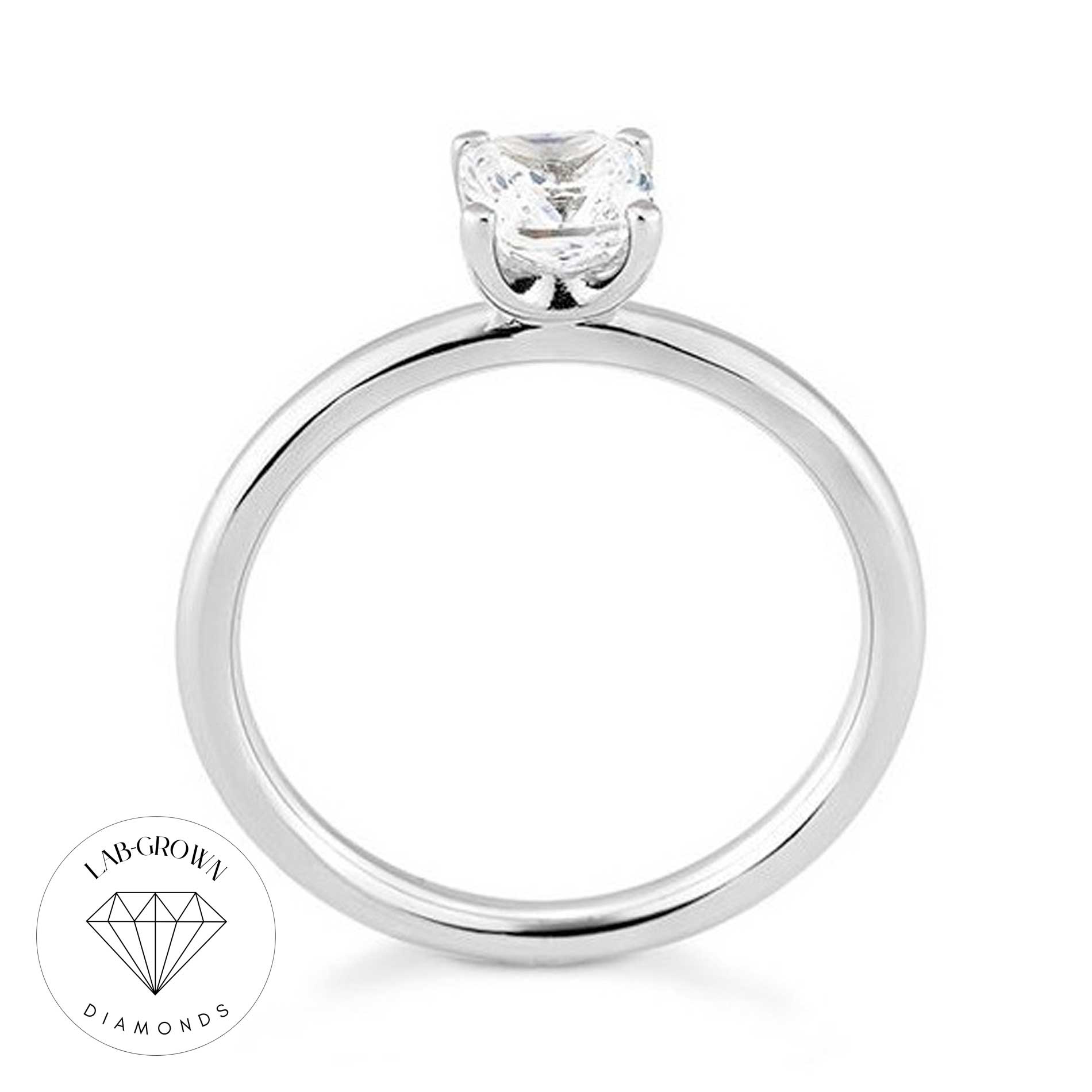 Cushion Cut Solitaire ring i hvidguld med lab-grown diamant