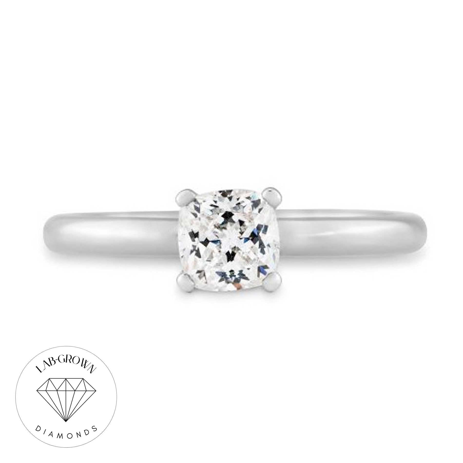 Cushion Cut Solitaire ring i hvidguld med lab-grown diamant