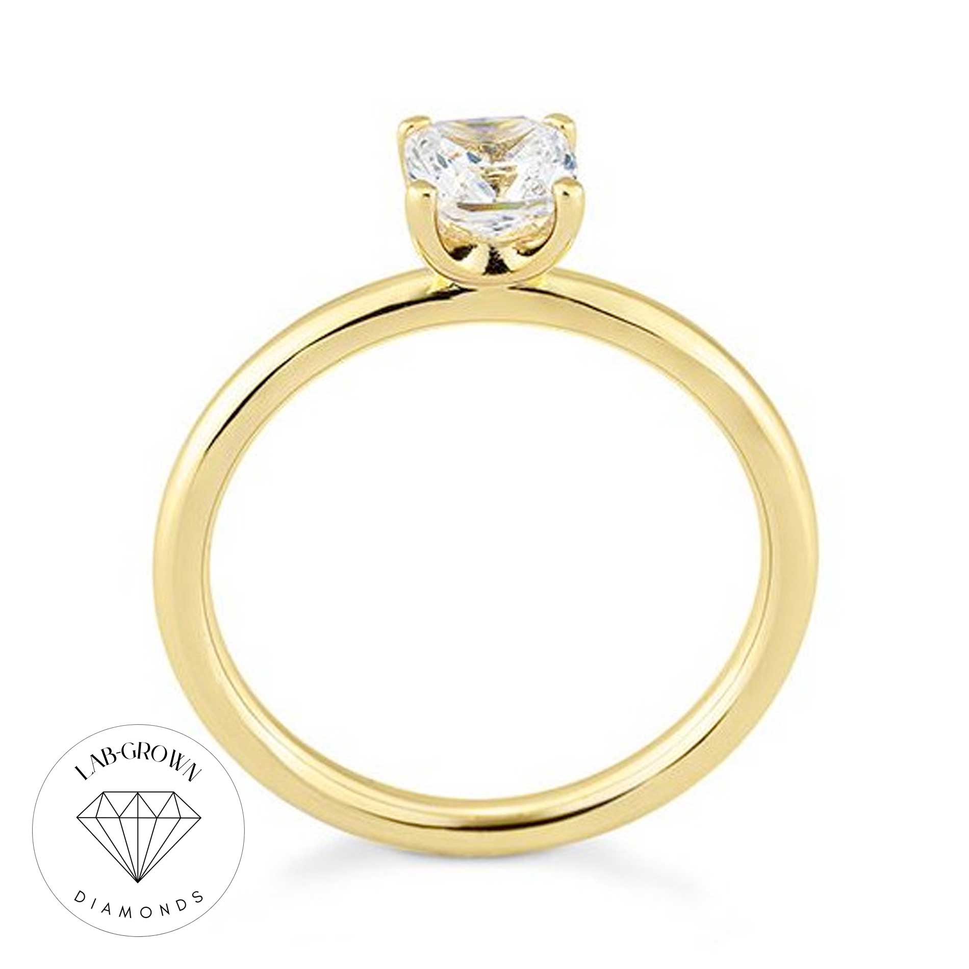 Cushion Cut Solitaire ring i guld med lab-grown diamant