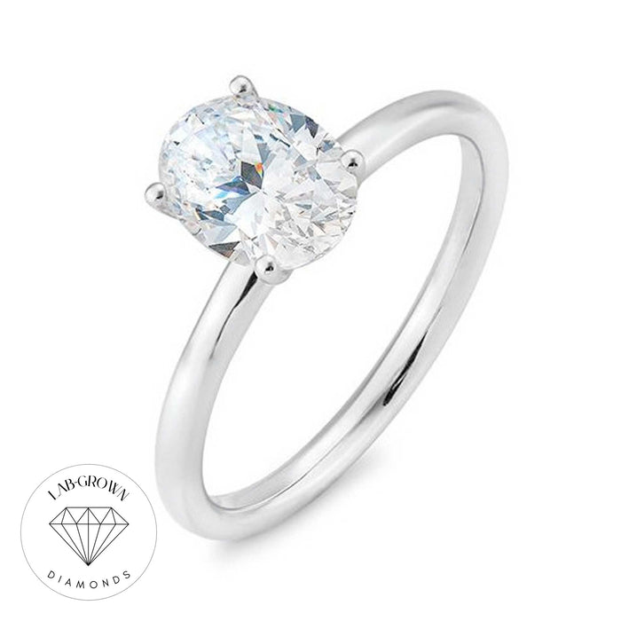 Solitaire ring med oval lab-grown diamant