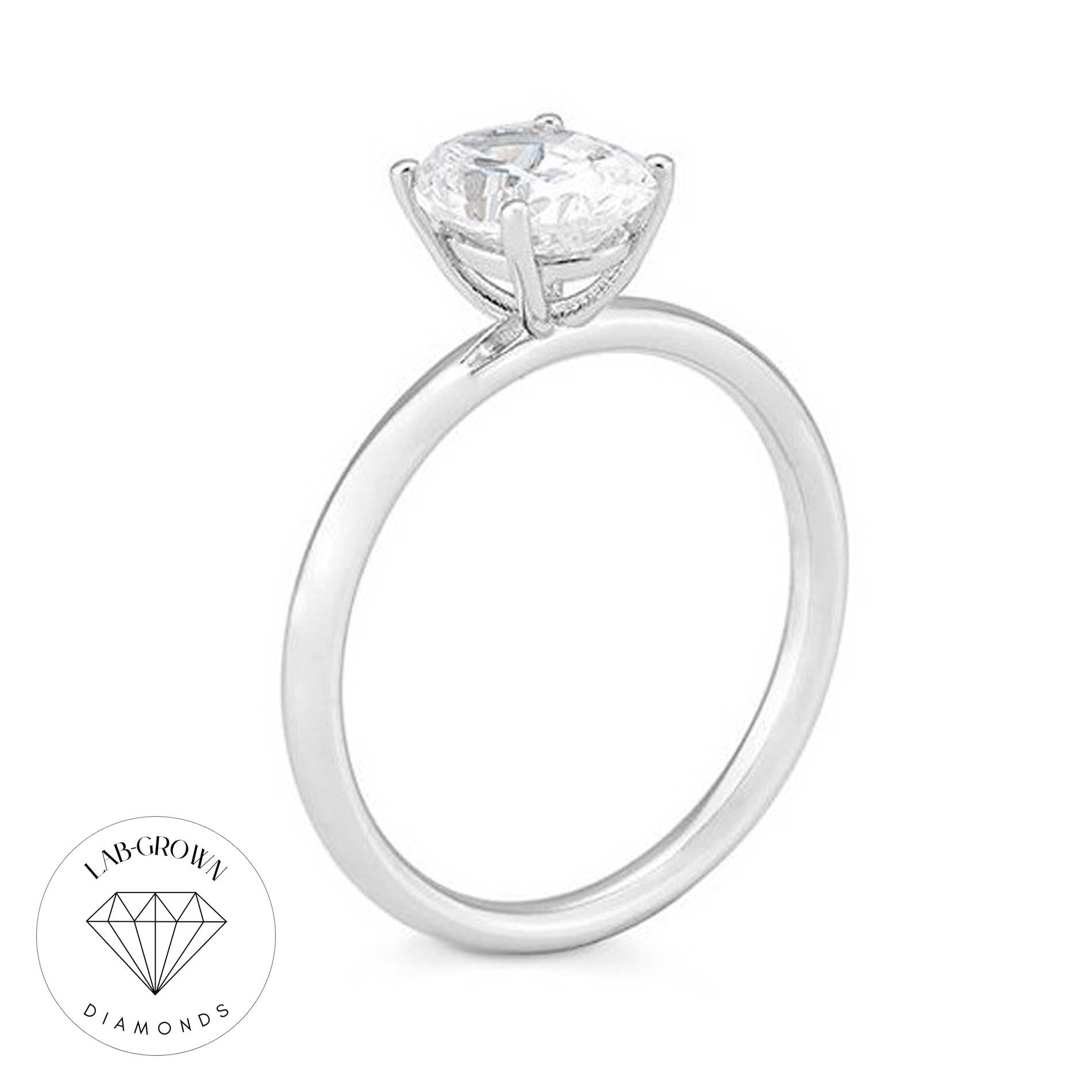 Solitaire ring med oval lab-grown diamant