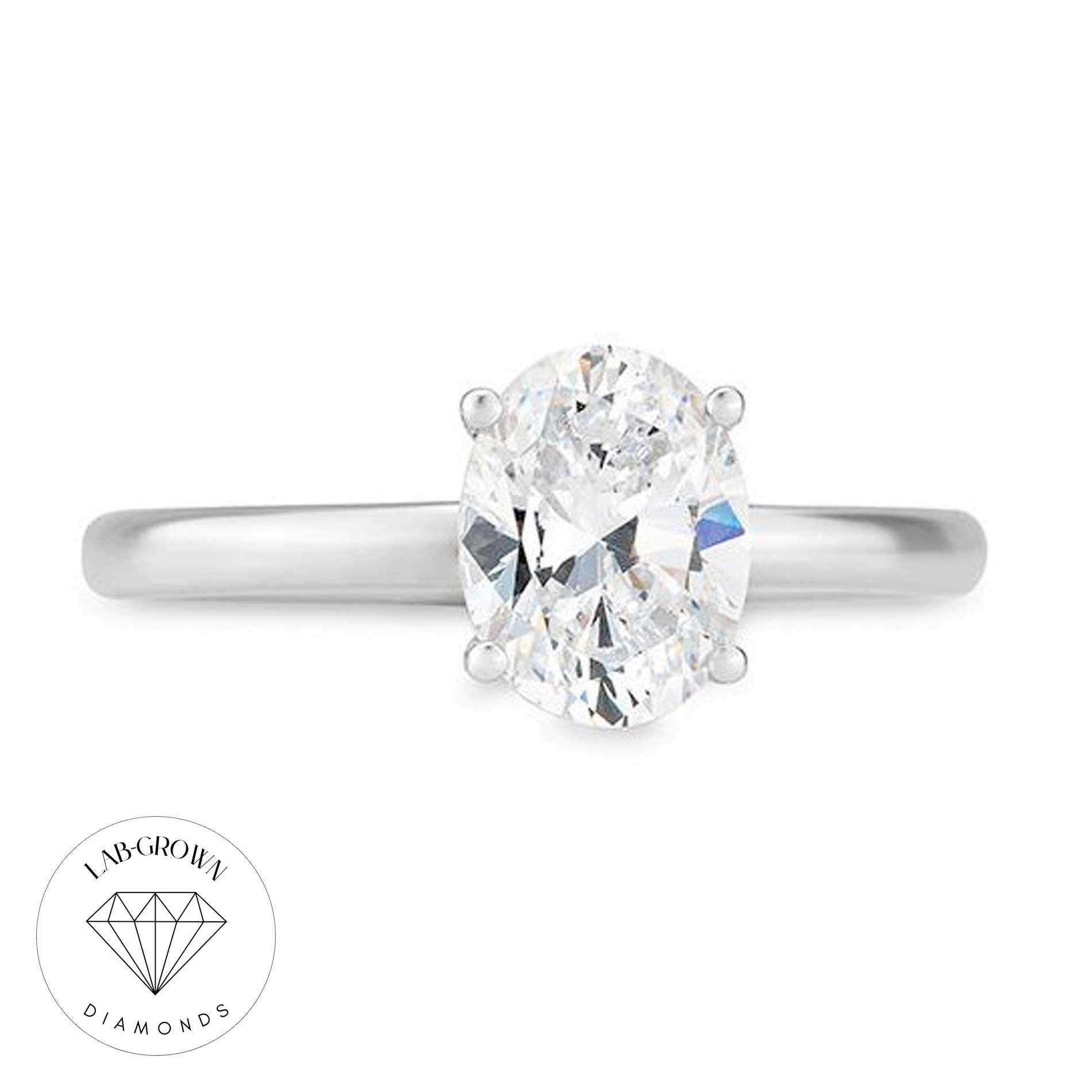 Solitaire ring med oval lab-grown diamant