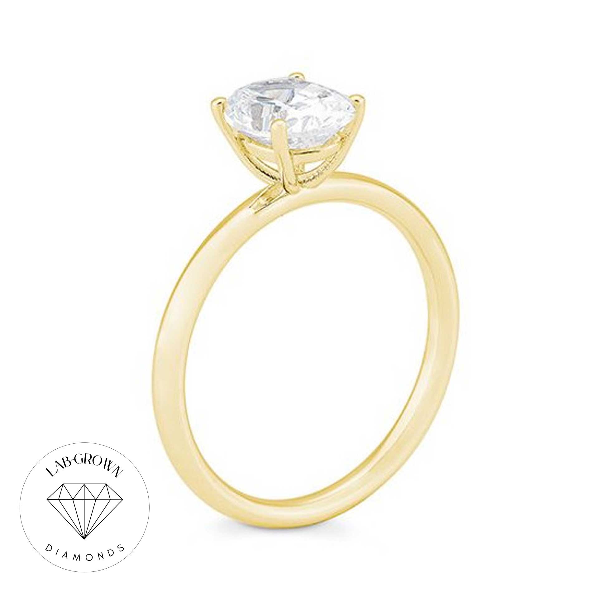 Solitaire ring med oval lab-grown diamant