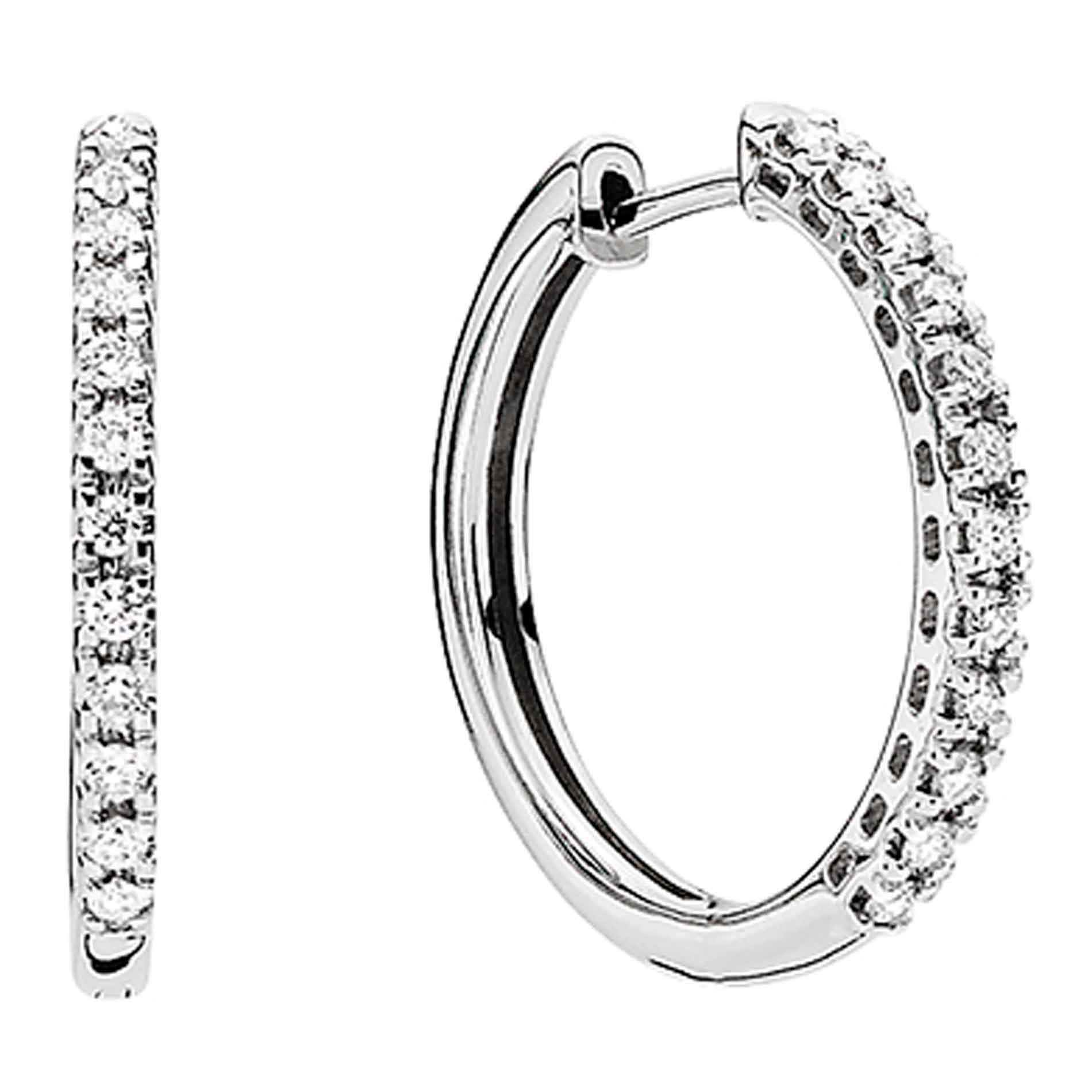 Lund Copenhagen creoler 19 mm med 0,23 ct diamanter i 14 karat hvidguld