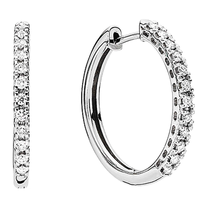 Lund Copenhagen creoler 19 mm med 0,23 ct diamanter i 14 karat hvidguld
