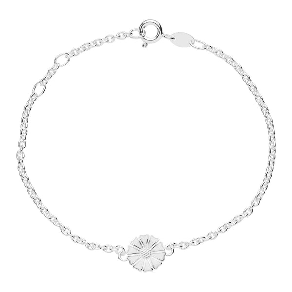 Lund Copenhagen Marguerit armbånd i 925 sterlingsølv med hvid emalje og 9 mm marguerit
