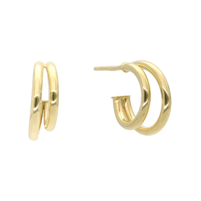 Aagaard Creoler Double i 8 karat guld med moderne dobbelt creol design