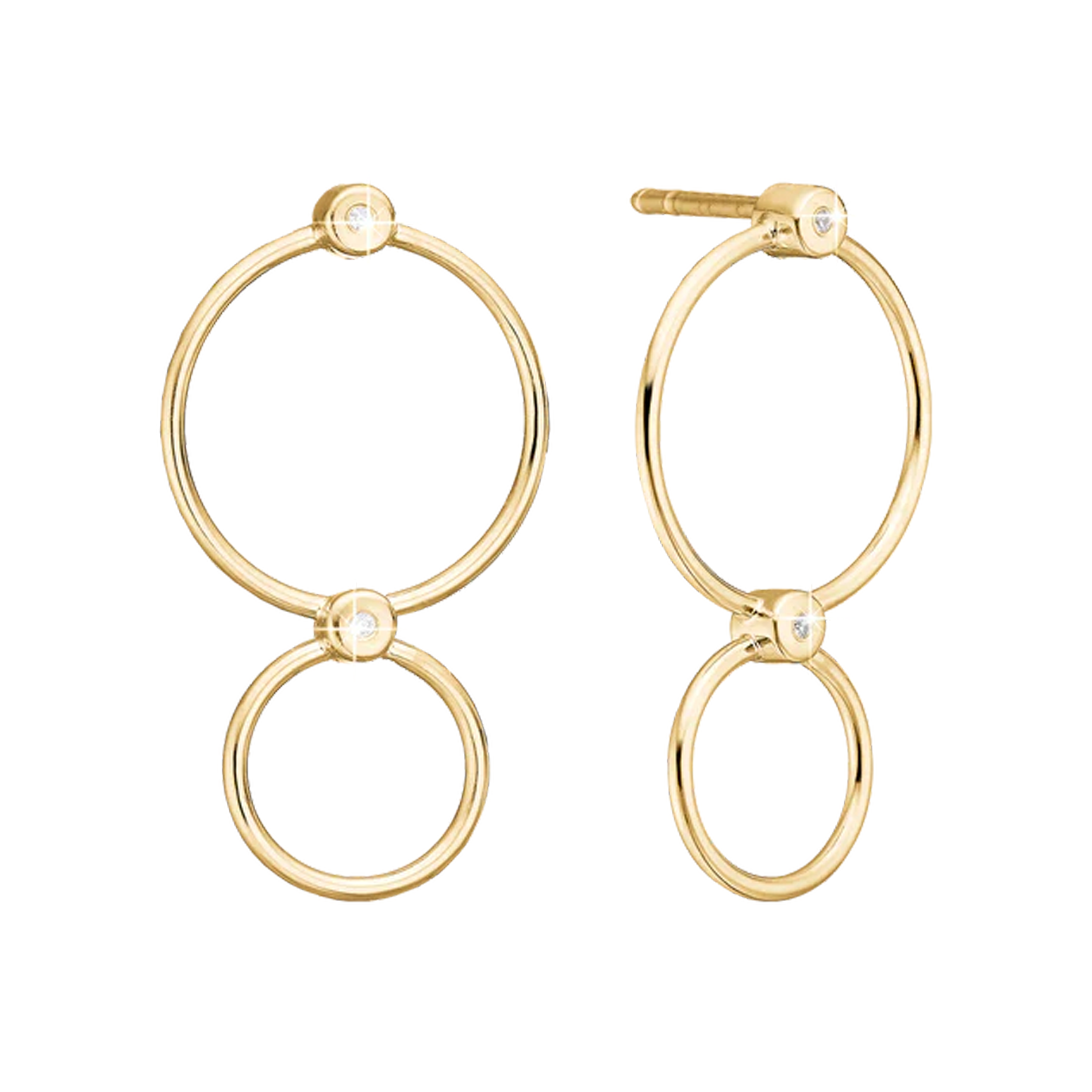 Aagaard ørehængere i 8 karat guld med dobbelt cirkel og cubic zirkonia